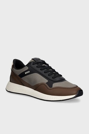 Boss %100 Hakiki Deri Süet Sneaker Ayakkabı Erkek AYAKKABI 50573555 242 KAHVE