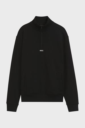 Boss Pamuklu Yarım Fermuarlı Dik Yaka Sweat Erkek SWEAT 50569548 001 SİYAH