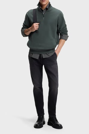 Boss Pamuklu Dik Yaka Fermuarlı Sweat Erkek SWEAT 50569548 377 YEŞİL