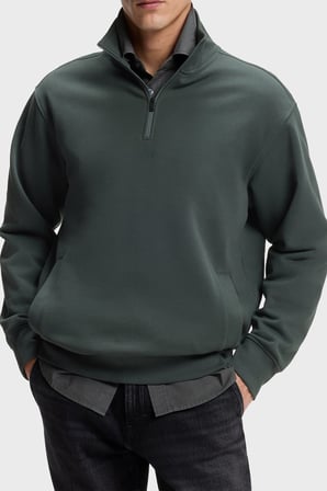 Boss Pamuklu Dik Yaka Fermuarlı Sweat Erkek SWEAT 50569548 377 YEŞİL