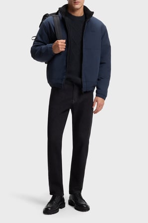 Boss Örgülü Yünlü Regular Fit Bisiklet Yaka Kazak Erkek KAZAK 50571421 404 LACİVERT