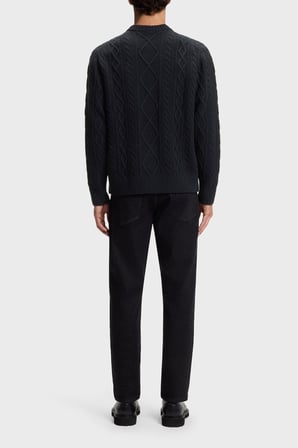 Boss Örgülü Yünlü Regular Fit Bisiklet Yaka Kazak Erkek KAZAK 50571421 404 LACİVERT