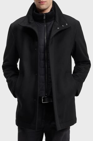 Boss Yün Ve Kaşmir Karışımlı Regular Fit Kaban Erkek KABAN 50571529 001 SİYAH