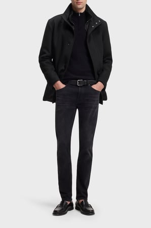 Boss Yün Ve Kaşmir Karışımlı Regular Fit Kaban Erkek KABAN 50571529 001 SİYAH