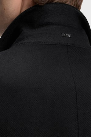 Boss Yün Karışımlı Slim Fit Kaban Erkek KABAN 50571812 001 SİYAH