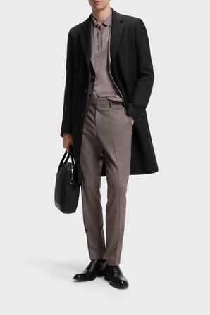 Boss Yün Karışımlı Slim Fit Kaban Erkek KABAN 50571812 001 SİYAH