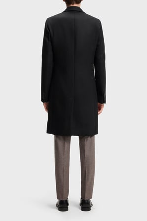 Boss Yün Karışımlı Slim Fit Kaban Erkek KABAN 50571812 001 SİYAH