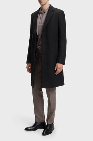 Boss Yün Karışımlı Slim Fit Kaban Erkek KABAN 50571812 001 SİYAH