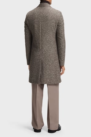 Boss Kırçıllı Slim Fit Kruvaze Yaka Düğmeli Kaban Erkek KABAN 50571846 209 KAHVE