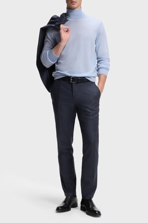Boss Yünlü Slim Fit Düz Paça Pantolon Erkek PANTOLON 50572008 405 LACİVERT