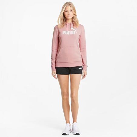 Puma Ess Cropped Logo Hoodie - Kadın Pembe Sweatshirt - 586791 80