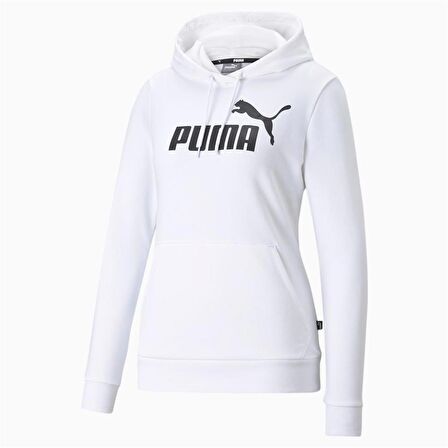 Puma Ess Logo Hoodie - Kadın Beyaz Kapüşonlu Sweatshirt - 586791 02