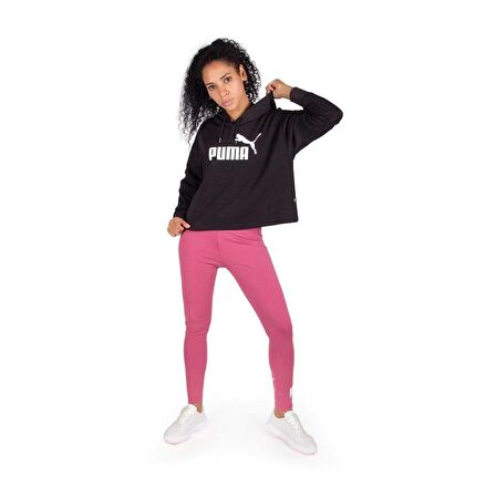 Puma ESS Cropped Logo Hoodie TR SİYAH Kadın Eşofman Üstü