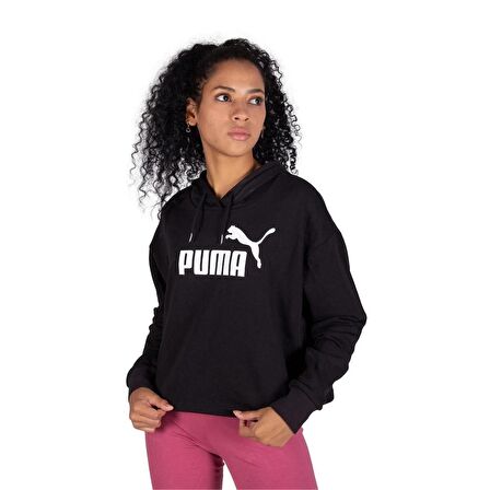Puma ESS Cropped Logo Hoodie TR SİYAH Kadın Eşofman Üstü