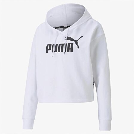 Puma ESS Cropped Logo Hoodie TR BEYAZ Kadın Eşofman Üstü