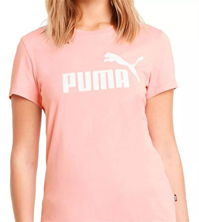 Puma Ess Logo Tee Kadın Pembe Tişört - 586774 80