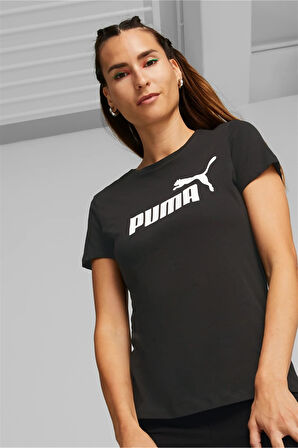 Puma Ess Logo Tee Kadın Siyah T-Shirt 586774-01