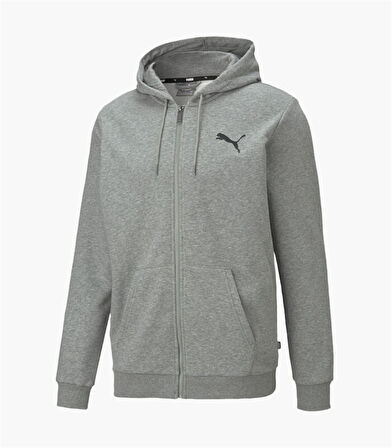 Puma Ess Small Logo Fz Hoodie Erkek Gri Kapüşonlu Fermuarlı Sweatshirt / Hırka - 586704 53