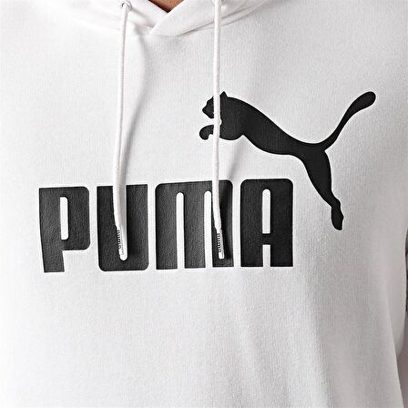 Puma Ess Big Logo Hoodie - Erkek Beyaz Kapüşonlu Sweatshirt - 586688 02