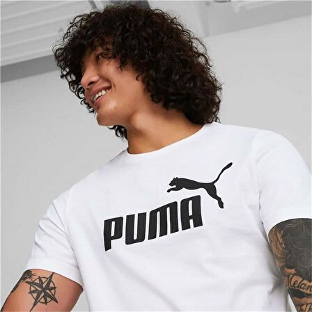 Puma Ess Logo Tee Beyaz Erkek Tişört 586666 02