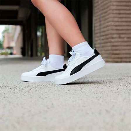 Puma Skye Clean - Kadın Deri Beyaz-Siyah Spor Ayakkabı - 380147 04