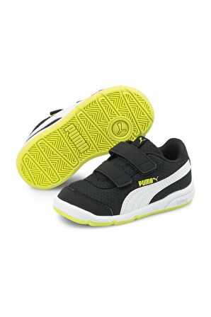 Puma Stepfleex 2 Mesh VE V PS 192524-192525 14 Unisex Çocuk Ayakkabı Siyah-Beyaz-Sarı 22-35 