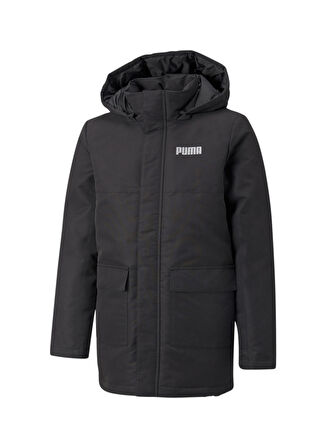 Puma Siyah Erkek Çocuk Kapüşonlu Uzun Kollu Düz Mont 58956601 Style Down Parka B