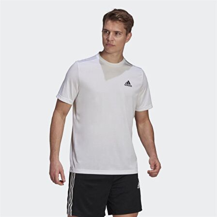 Adidas  Gm5509 M Pl T Bisiklet Yaka    Beyaz - Siyah Erkek T-Shirt