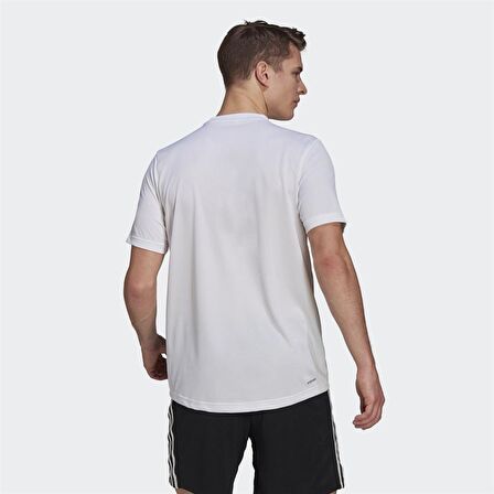 Adidas  Gm5509 M Pl T Bisiklet Yaka    Beyaz - Siyah Erkek T-Shirt