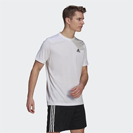 Adidas  Gm5509 M Pl T Bisiklet Yaka    Beyaz - Siyah Erkek T-Shirt