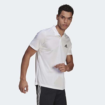 Adidas GM2154 Polo Yaka Kısa Kollu LogoBaskılı Beyaz Erkek T-Shirt