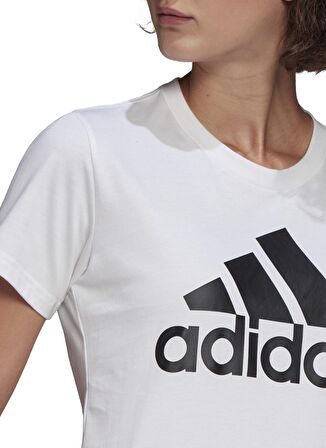 adidas Bisiklet Yaka Baskılı Beyaz - Siyah Kadın T-Shirt GL0649 W BL T