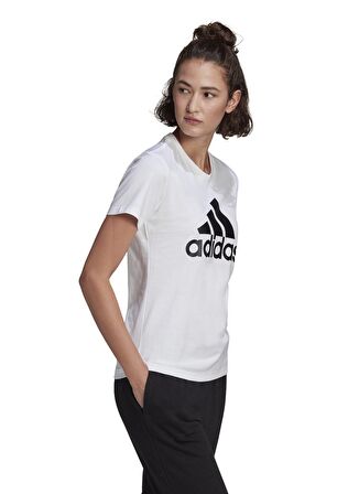 adidas Bisiklet Yaka Baskılı Beyaz - Siyah Kadın T-Shirt GL0649 W BL T