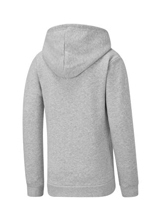 Puma Gri Kız Çocuk Kapüşonlu Uzun Kollu Düz Sweatshirt Girls ESS PUMA Hoody FL