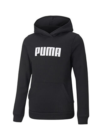 Puma Siyah Kız Çocuk Kapüşonlu Uzun Kollu Baskılı Sweatshirt 84758703 Girls ESS PUMA Hoody FL