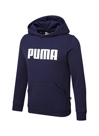 Puma Lacivert Erkek Çocuk Kapüşonlu Uzun Kollu Düz Sweatshirt Boys ESS PUMA Hoody FL