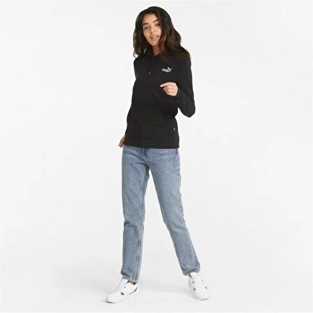 Puma Ess+ Embroidery - Kadın Siyah Kapüşonlu Spor Sweatshirt - 848332 01