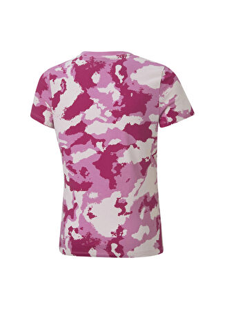 Puma Pembe Kız Bebek Bisiklet Yaka Kısa Kollu T-Shirt 84693914 Alpha AOP Tee