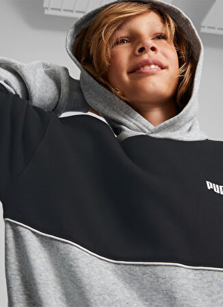 Puma Düz Erkek Gri Sweatshırt 67009804 Puma Power Colorblock Hood