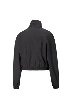 Dare To Woven Cropped Track Jacket Siyah Kadın Fermuarlı Sweatshirt