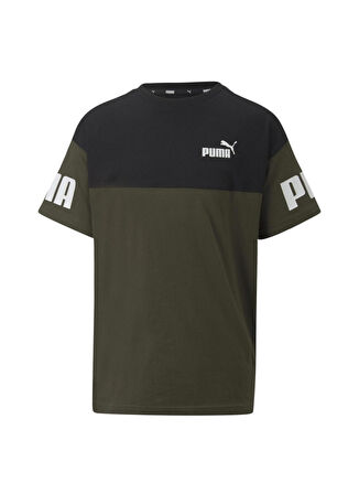 Puma Düz Mavi Erkek T-Shirt 67009770 Puma Power Colorblock Tee