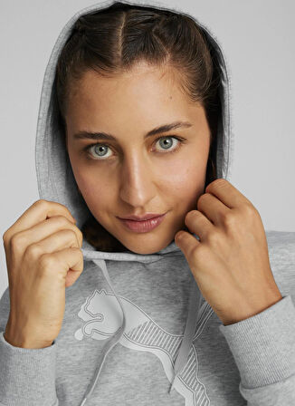 Gri Kadın Kapüşon Yaka Normal Kalıp Sweatshirt 67000904 Puma Power Graphic Hoodie