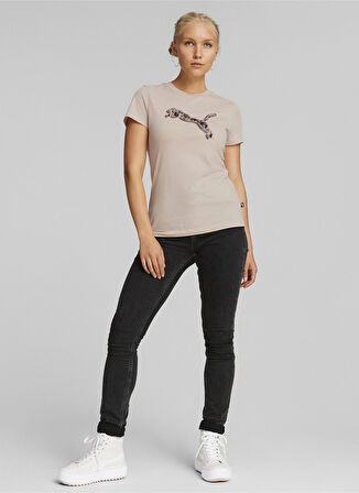 Lila Kadın Bisiklet Yaka Normal Kalıp T-Shirt 67175447 Puma Power Safari Tee