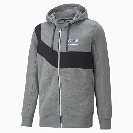 Puma Gri Erkek Kapüşonlu   Zip Ceket 53586403 BMW MMS Hdd Sweat Jacket