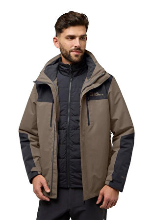 Jack Wolfskin Jasper 3IN1 JKT M Erkek Outdoor Ceket A61858-5719 Cold Coffee