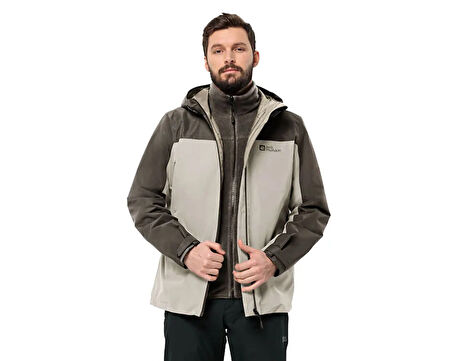 Jack Wolfskin Taubenberg 3In1 Jkt M Erkek Çift Taraflı Outdoor Montu 1115311-A0029 Bej