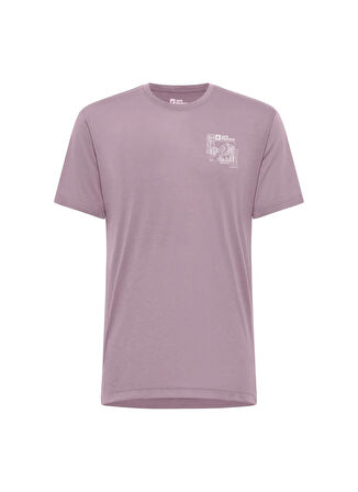 Jack Wolfskin A62314TRVONNAN GRAPHIC T M Mor Bisiklet Yaka Regular Fit Düz Erkek T-Shirt