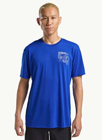 Jack Wolfskin A62314TRVONNAN GRAPHIC T M Mavi Bisiklet Yaka Regular Fit Düz Erkek T-Shirt