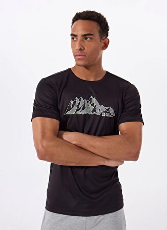 Jack Wolfskin A63269PEAK GRAPHIC T M Antrasit Bisiklet Yaka Regular Fit Düz Erkek T-Shirt