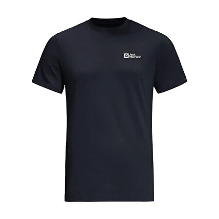 Jack Wolfskin 1808382TRESSENTIAL T M Lacivert - Gri Bisiklet Yaka Regular Fit Düz Erkek T-Shirt